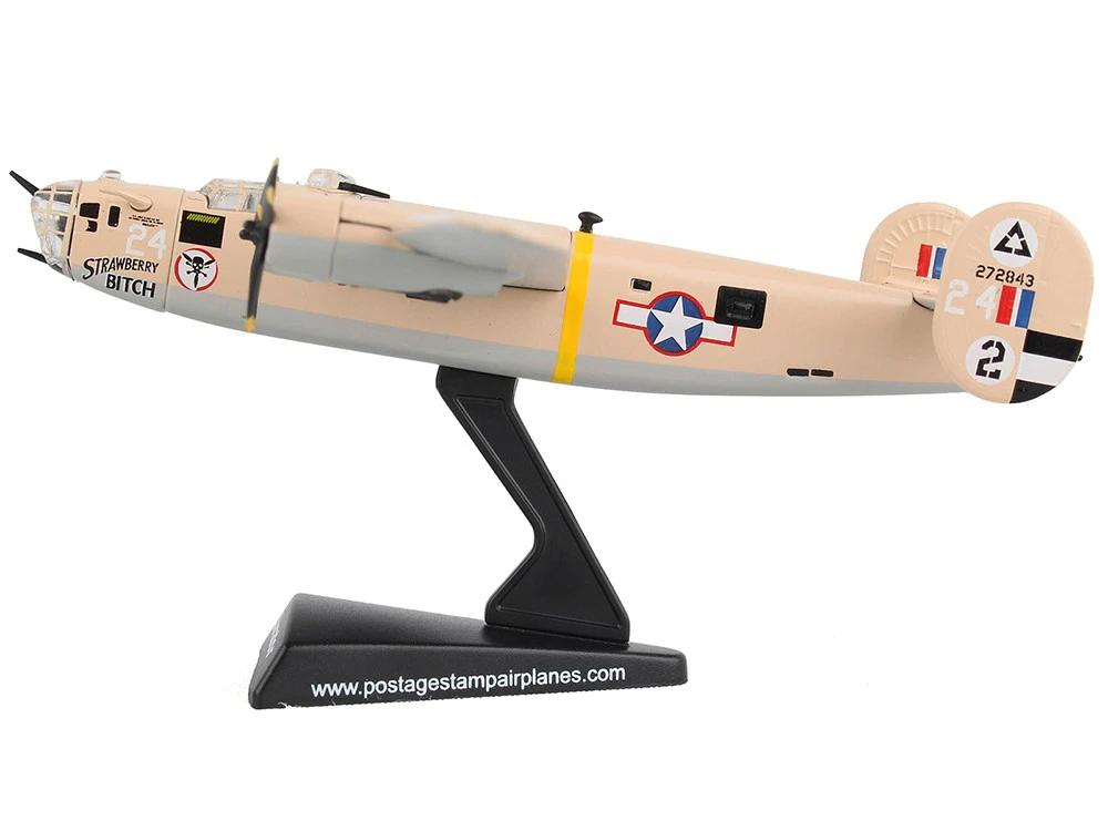 Consolidated B-24D Liberator Bomber Aircraft "Strawberry Bitch, 376th Heavy Bombardment, North Africa" United States Army Air Forces 1/163 Diecast Model Airplane By Postage Stamp - Image 2