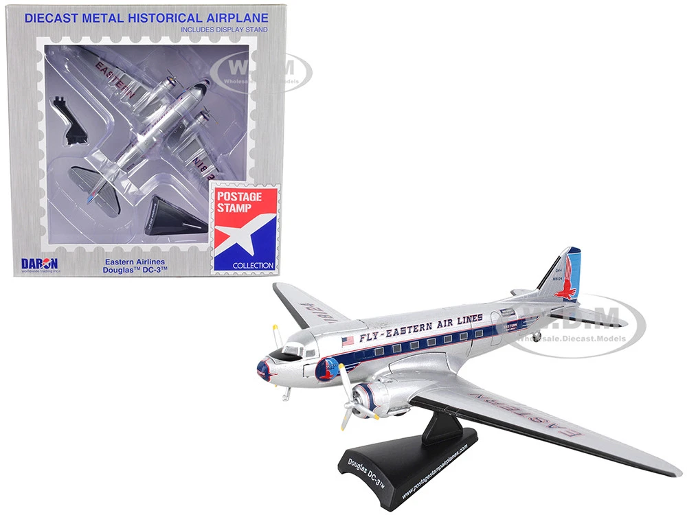 Douglas DC-3 Passenger Aircraft "Eastern Airlines" 1/144 Diecast Model Airplane By Postage Stamp