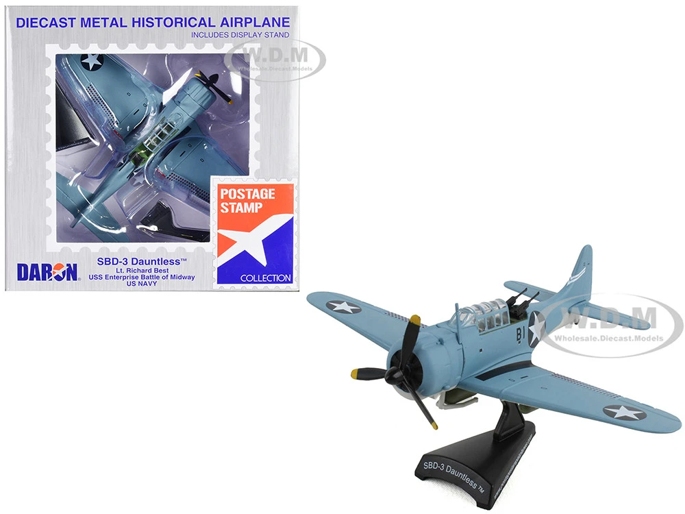 Douglas SBD-3 Dauntless Aircraft "Lt. Richard Best" United States Navy 1/87 Diecast Model Airplane By Postage Stamp
