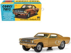 Ford Mustang Fastback 2+2 Gold Metallic And Black Diecast Model Car By Corgi