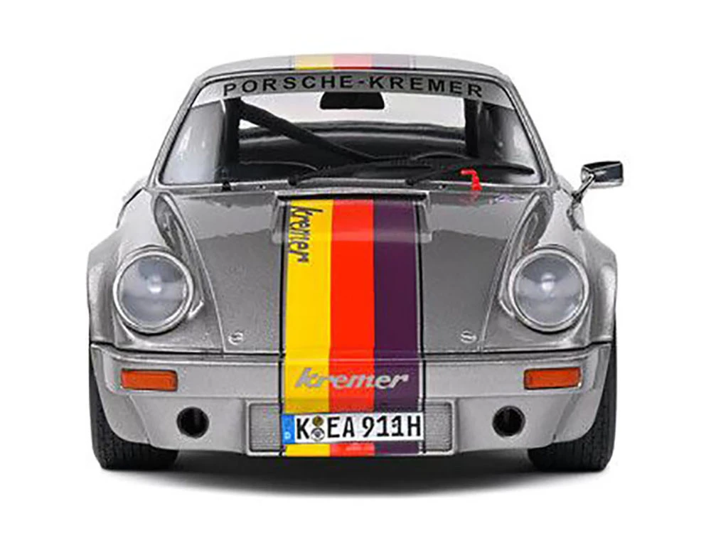 1973 Porsche 911 RSR "Kremer" Silver Metallic With Stripes 1/18 Diecast Model Car By Solido - Image 8