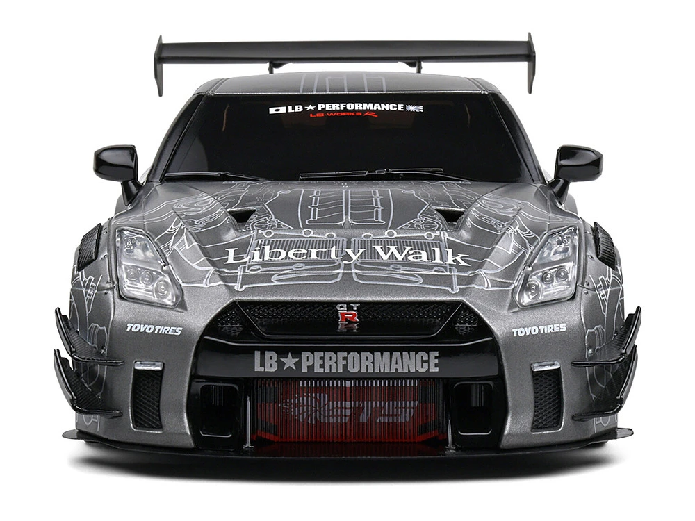 2020 Nissan GT-R (R35) RHD (Right Hand Drive) With Liberty Walk 2.0 Body Kit Dark Silver "Catalogue Design" 1/18 Diecast Model Car By Solido - Image 7