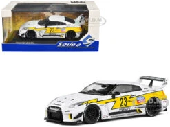 2019 Nissan GTR35 "LBWK Silhouette" RHD (Right Hand Drive) #23 White With Yellow Graphics 1/43 Diecast Model Car By Solido