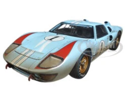 1966 Ford GT-40 MK II #1 Light Blue Miles - Hulme Le Mans (Dirty Version) 1/18 Diecast Model Car By Shelby Collectibles