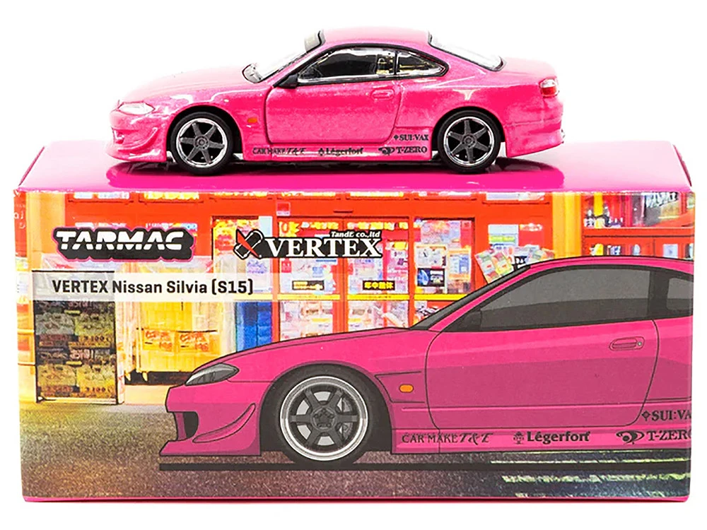 Nissan Silvia (S15) Vertex RHD (Right Hand Drive) Pink Metallic "Global64" Series 1/64 Diecast Model By Tarmac Works - Image 4