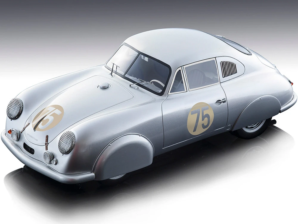 1951 Porsche 356 SL #75 Silver Metallic "Porsche Racing 75th Anniversary Edition" Limited Edition To 100 Pieces Worldwide "Mythos Series" 1/18 Model Car By Tecnomodel