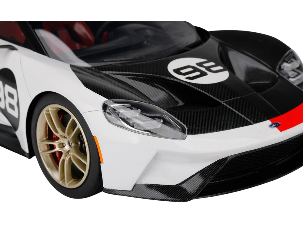 2021 Ford GT #98 White With Black Hood "Heritage Edition" 1/18 Model Car By Top Speed - Image 2
