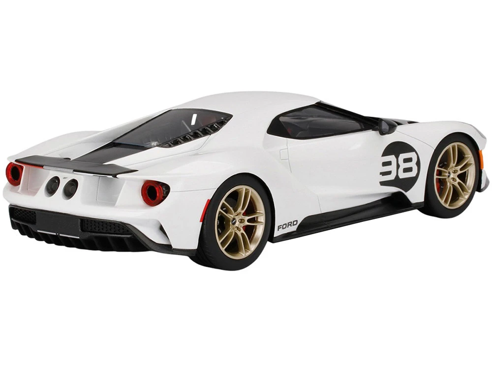 2021 Ford GT #98 White With Black Hood "Heritage Edition" 1/18 Model Car By Top Speed - Image 6