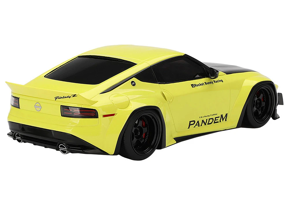 Nissan Z (RZ34) "Pandem" Ikazuchi Yellow With Matt Black Hood 1/18 Model Car By Top Speed - Image 4