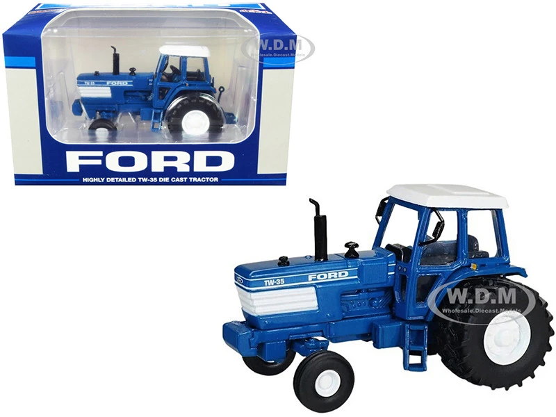 Ford TW-35 Tractor 2WD With Duals Blue With White Top 1/64 Diecast Model By SpecCast